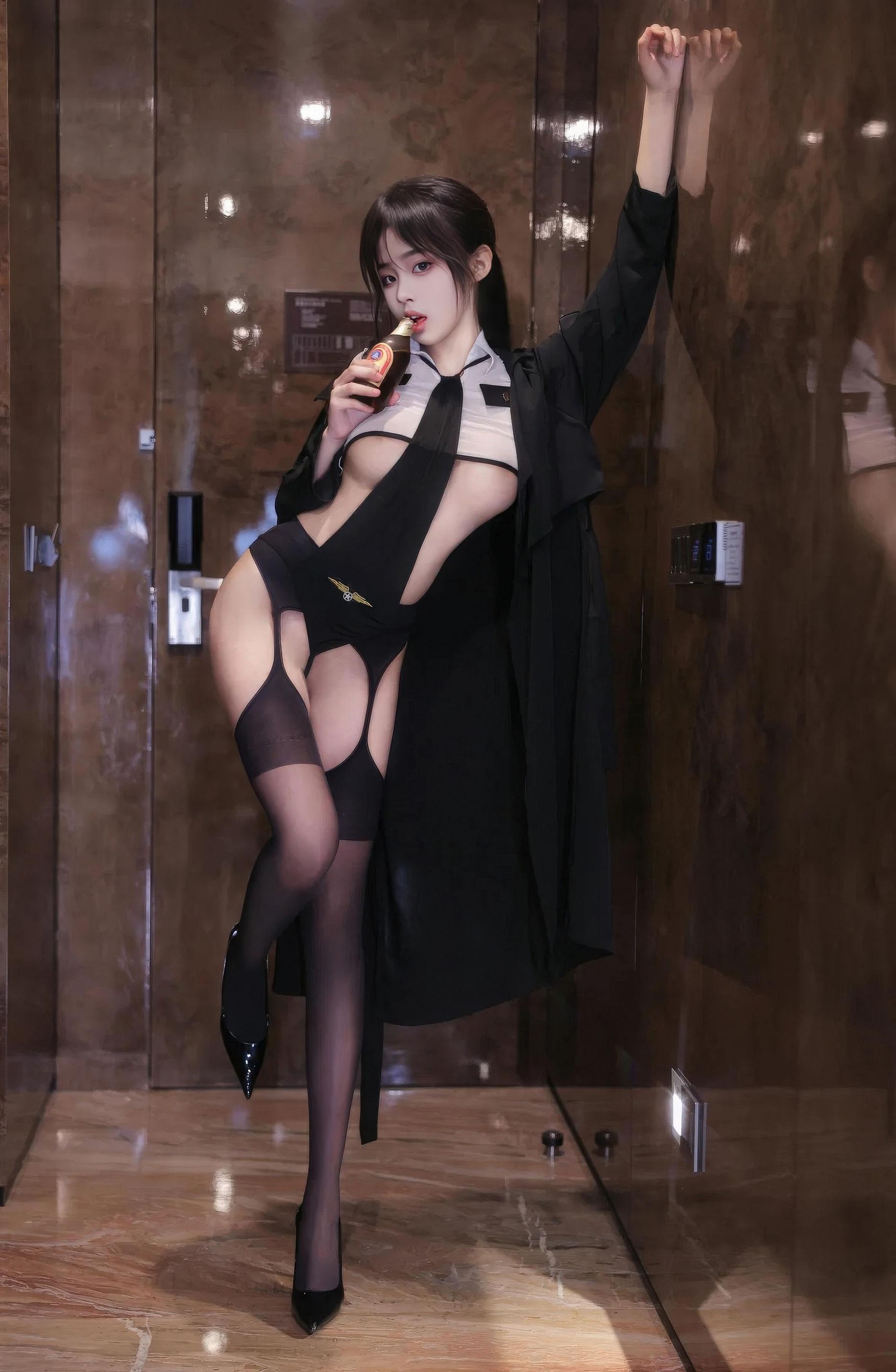 XiuRen 秀人 No.N003 王心悦 吊带黑丝制服 79P 76P 4