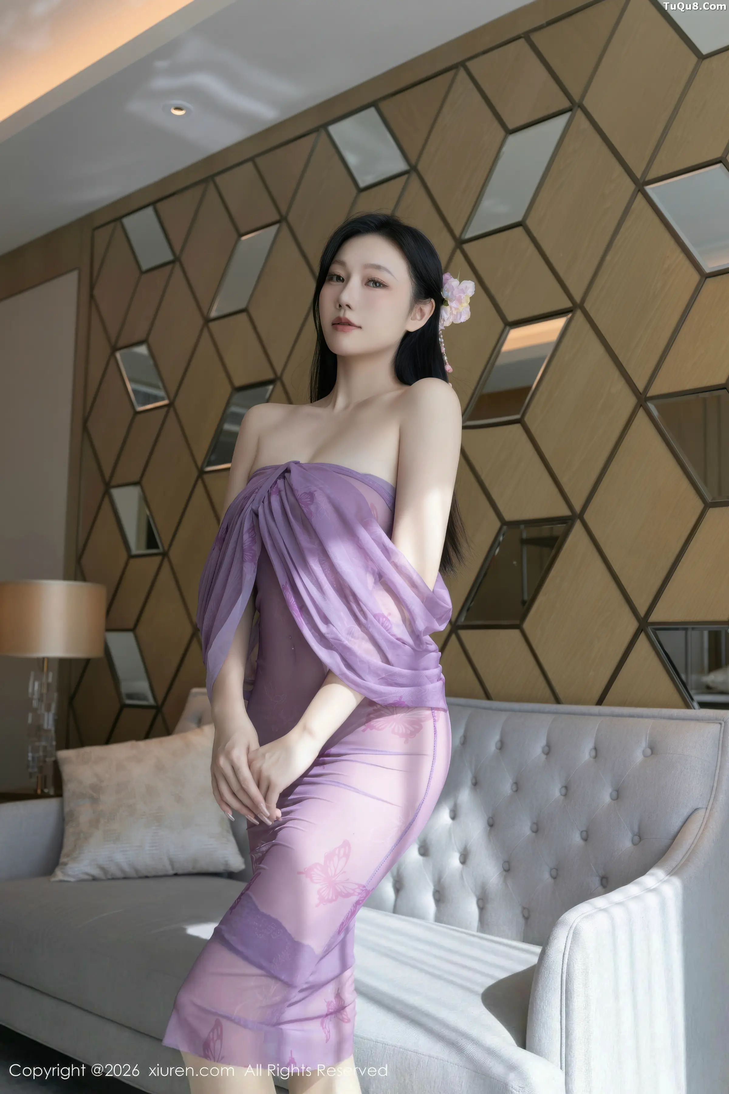 Anran Sexy Purple Tulle Dress with Ultra-Thin Sheer Photo Shoot 78P