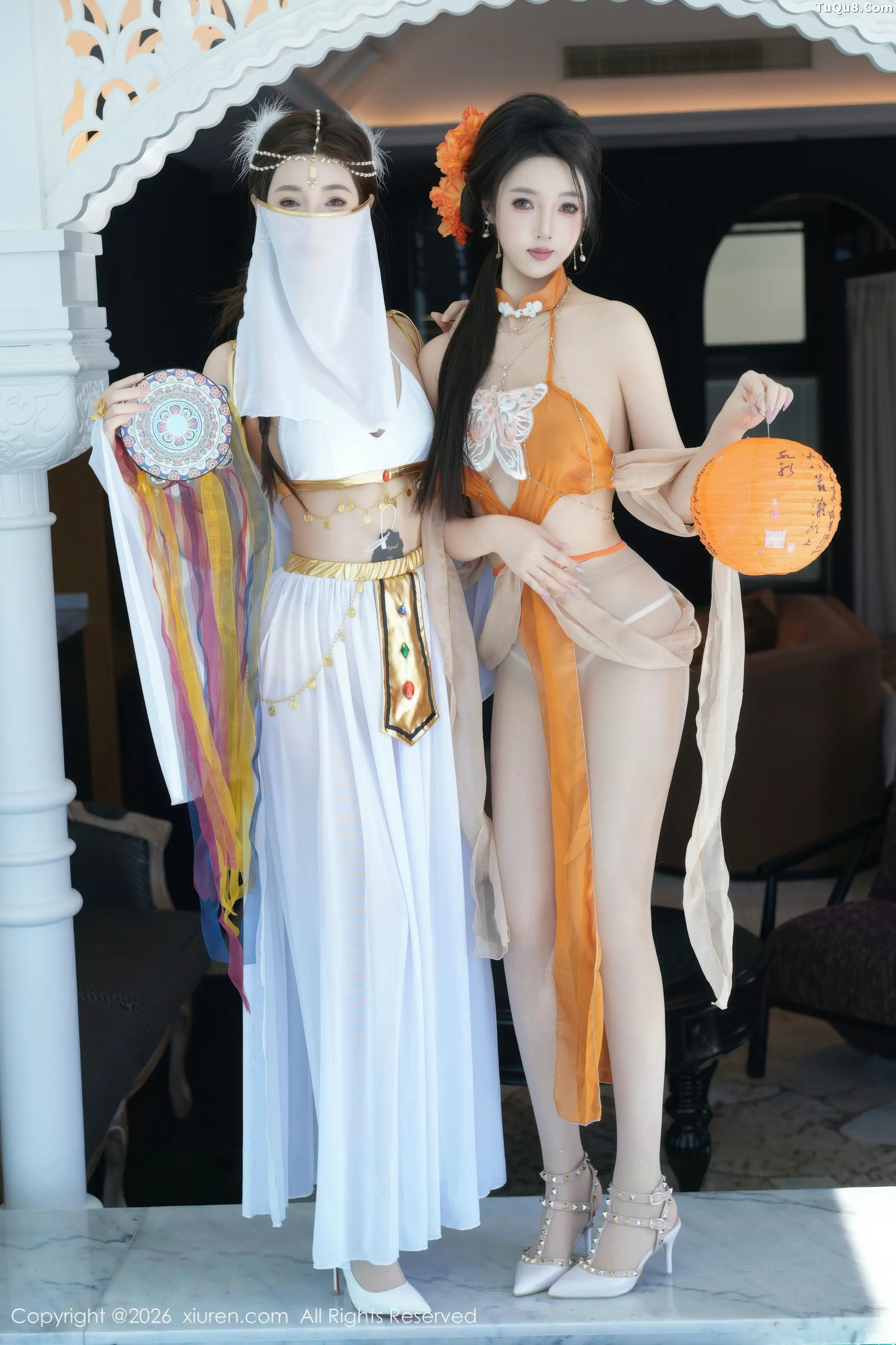 Twins Collection: Táo zhī Yāo yāo Sexy Sisters in Classical Sheerwear Photoshoot | Stunning Figures 82P