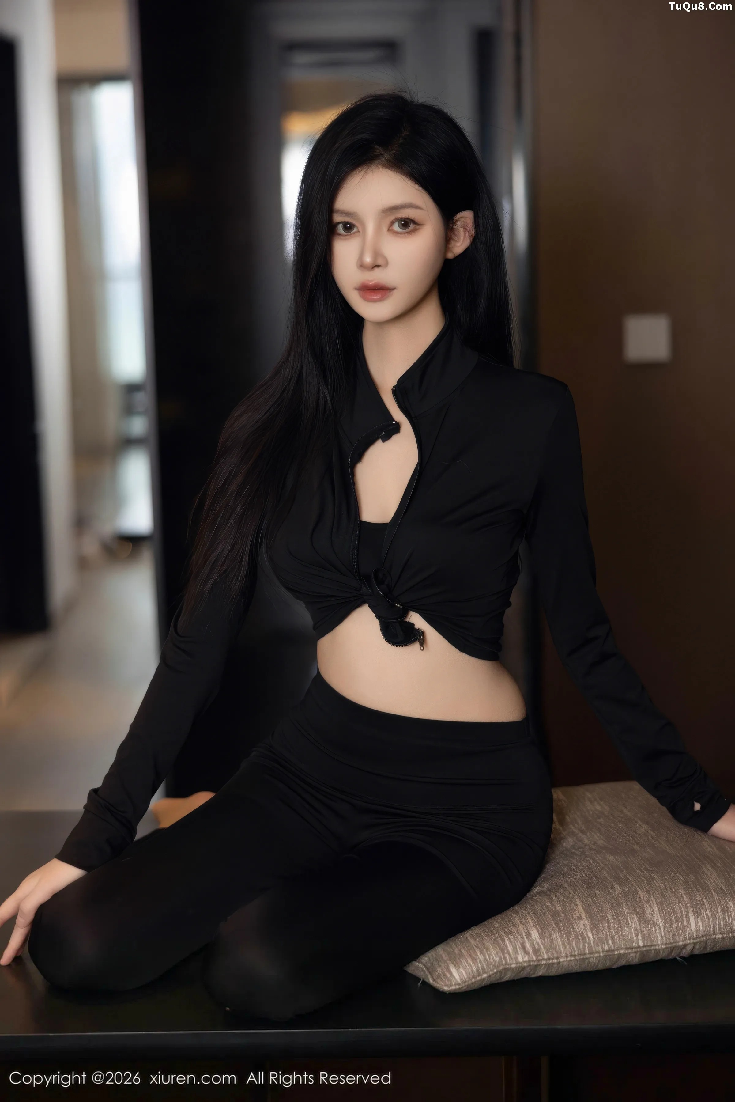 Shen Rusis sexy black lingerie outfit paired with ultra-thin sheer mesh showing off graceful figure exquisite photo shoot 85P | 8 photos visible