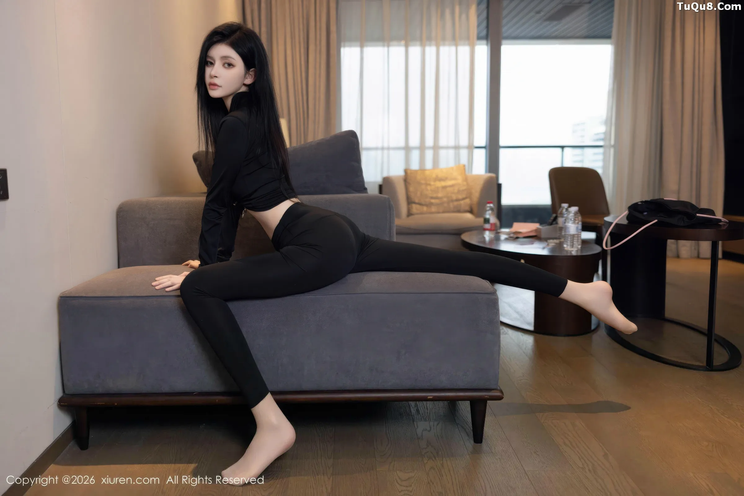 Shen Rusis sexy black lingerie outfit paired with ultra-thin sheer mesh showing off graceful figure exquisite photo shoot 85P | 8 photos visible