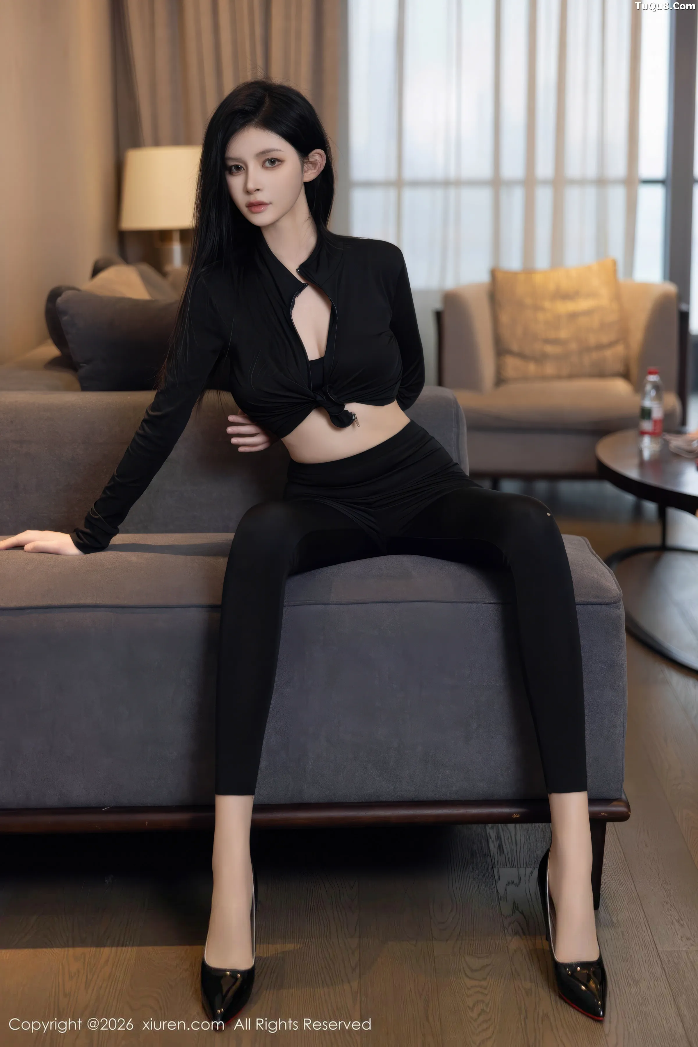 Shen Rusis sexy black lingerie outfit paired with ultra-thin sheer mesh showing off graceful figure exquisite photo shoot 85P | 8 photos visible