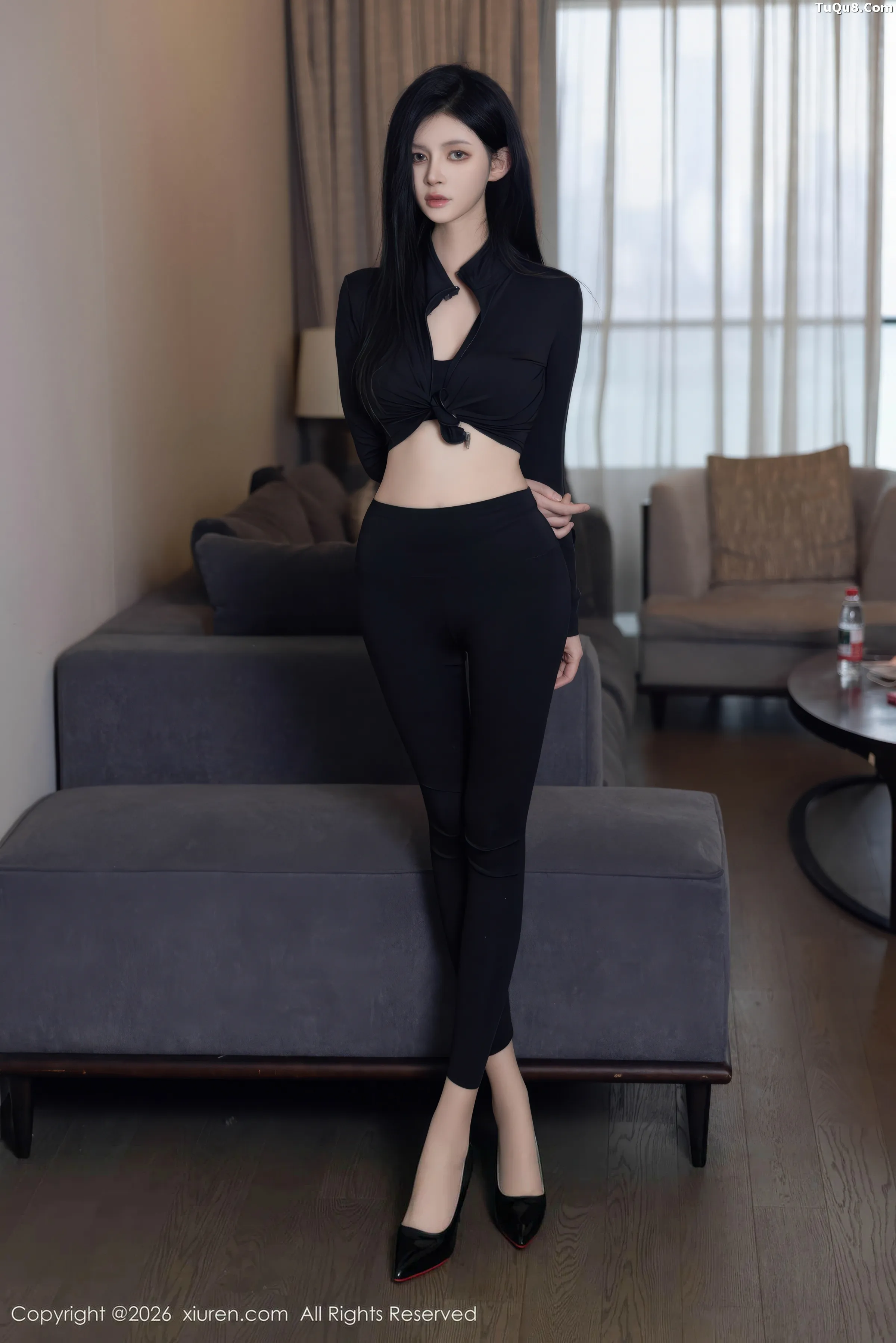 Shen Rusis sexy black lingerie outfit paired with ultra-thin sheer mesh showing off graceful figure exquisite photo shoot 85P | 8 photos visible