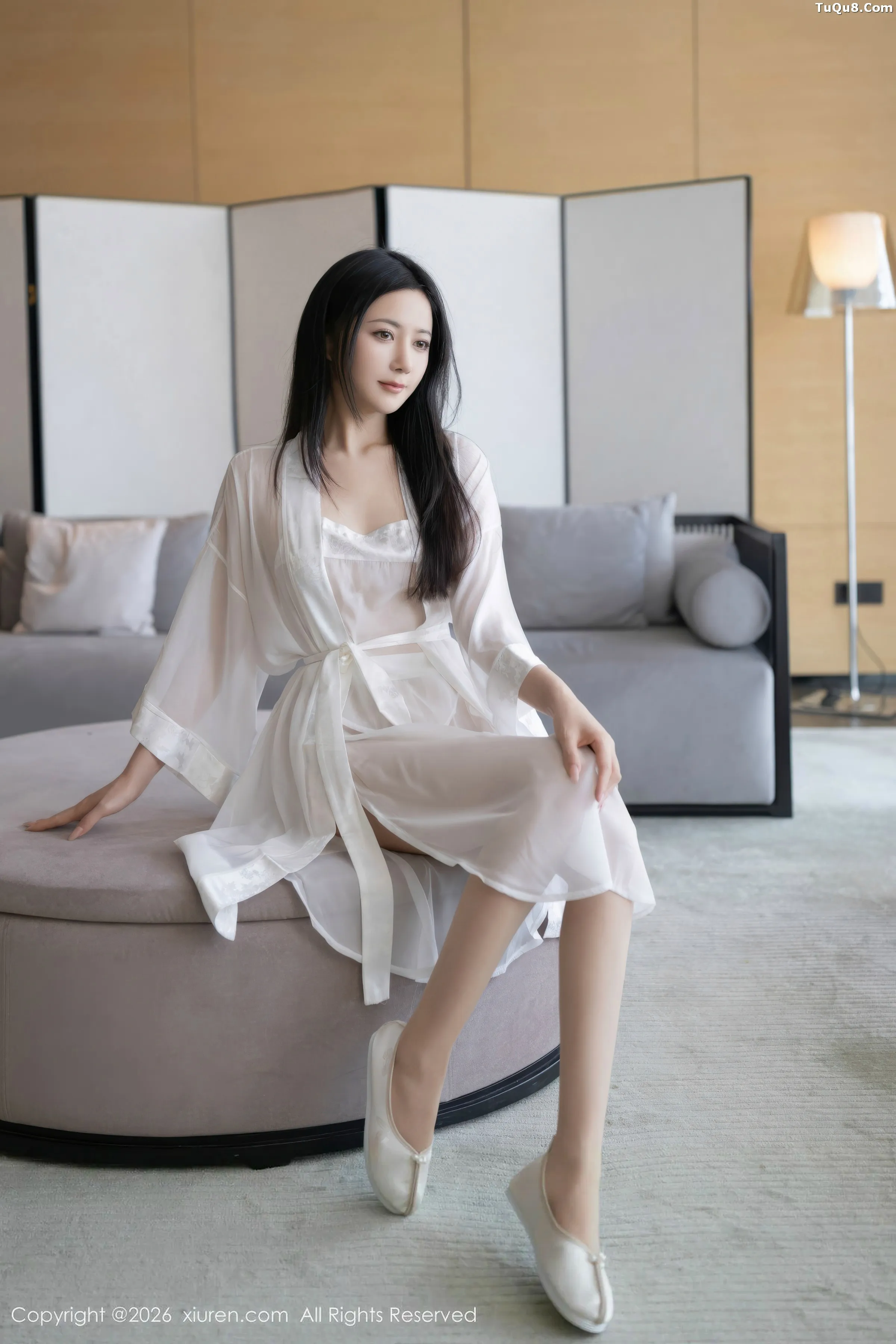 Caviar Fish Sexy White Bathrobe Paired with Ultra-Thin Flesh Show Perfect Figure Charming Absolutely Beautiful Photos 80P 2