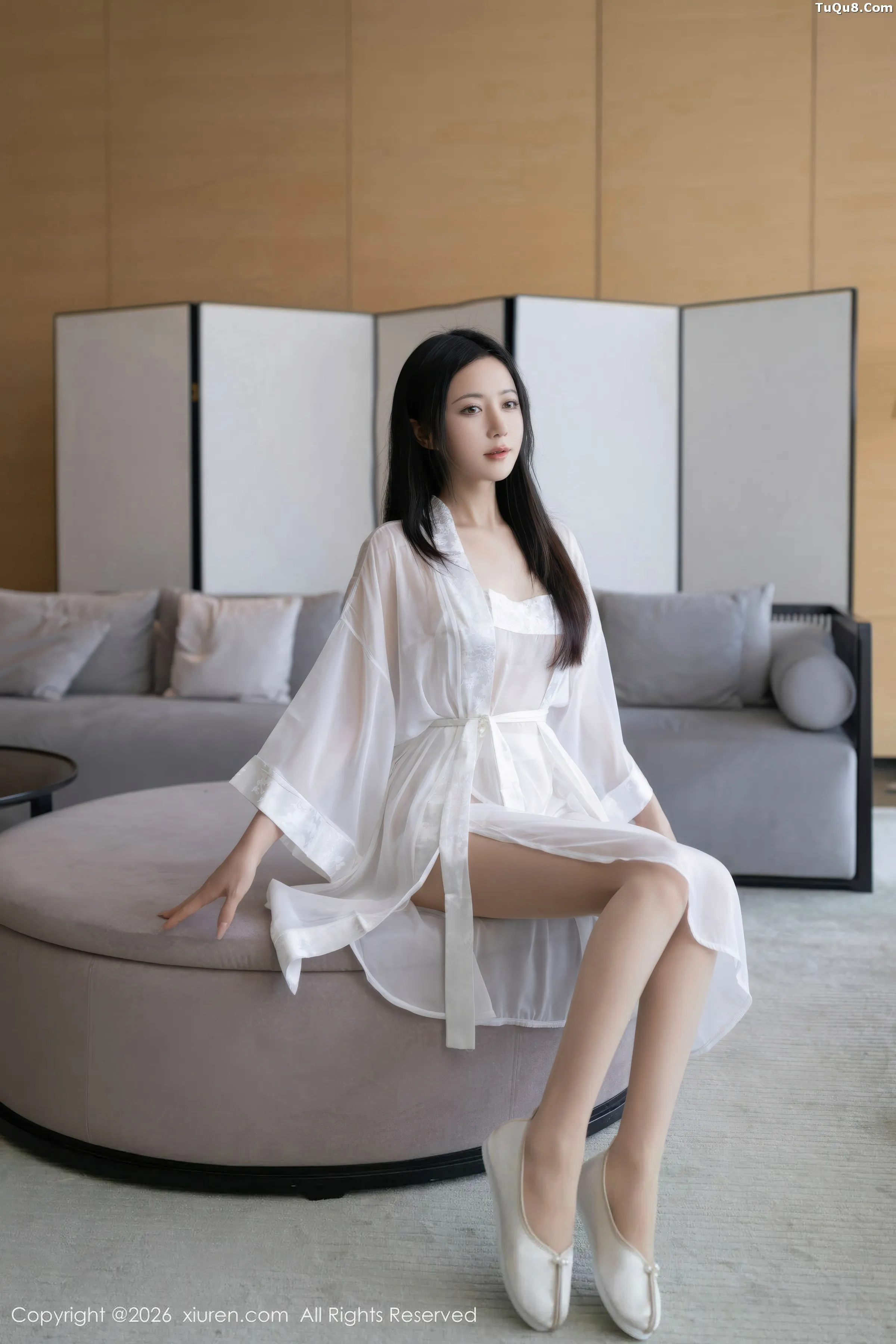 Caviar Fish Sexy White Bathrobe Paired with Ultra-Thin Flesh Show Perfect Figure Charming Absolutely Beautiful Photos 80P 3