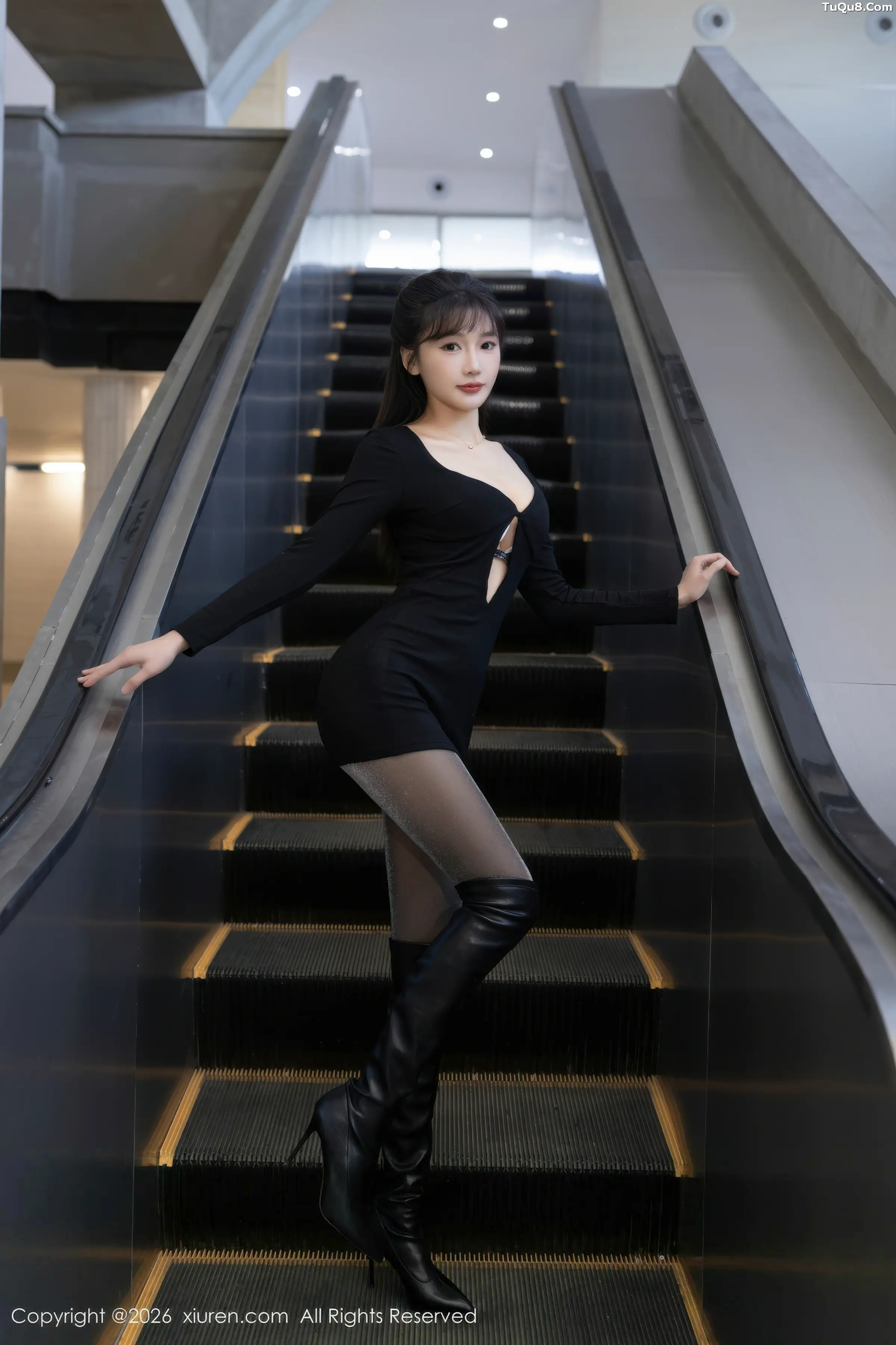 Luxuanxuan Sexy Black Jumpsuit Mini Skirt with Sheer Black Stockings Photo Shoot 76P