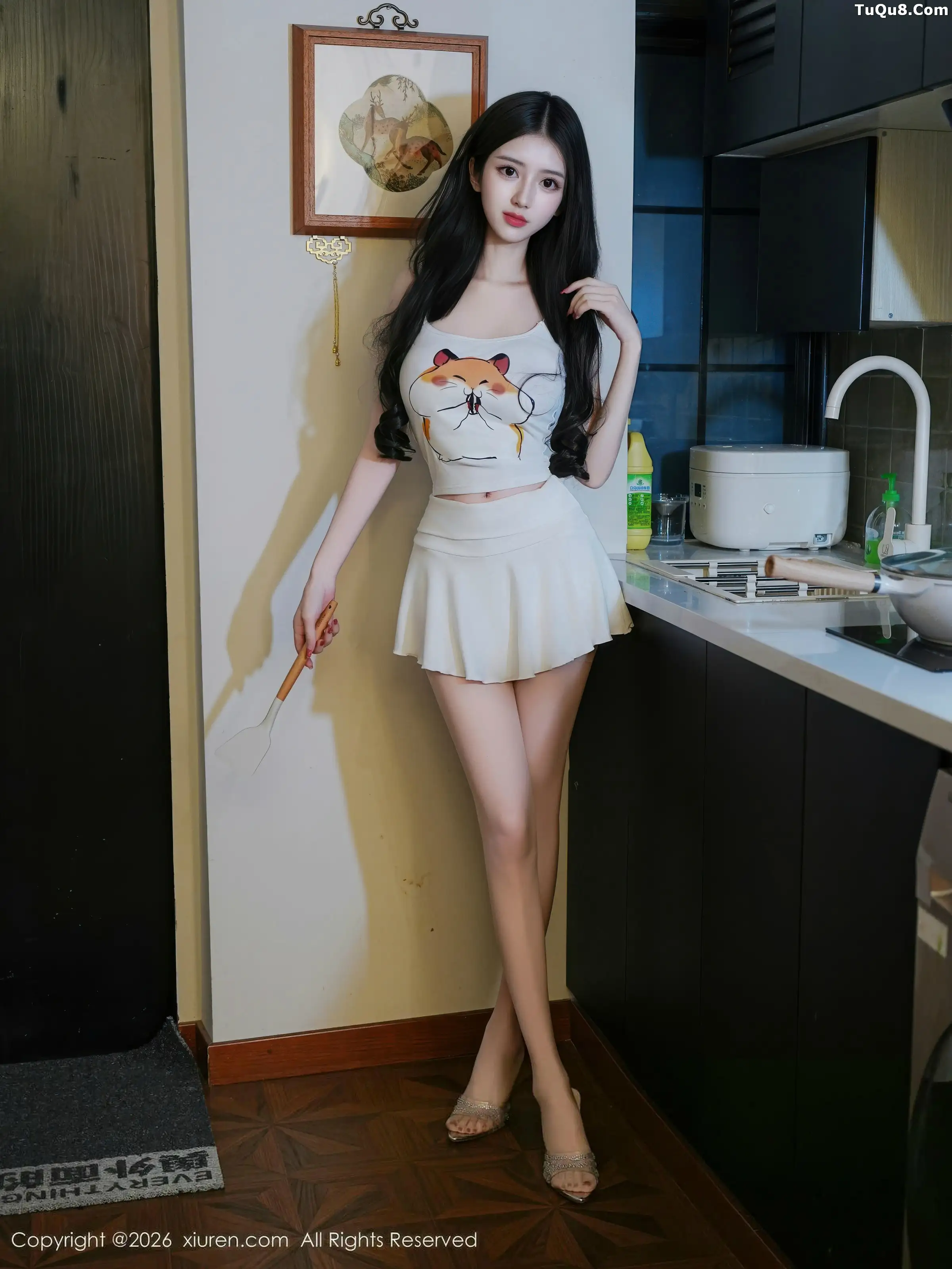 Bai Xiaodie sexy white short skirt set with ultra-thin sheer fabric showing perfect curves, charming and beautiful photo 78P 2
