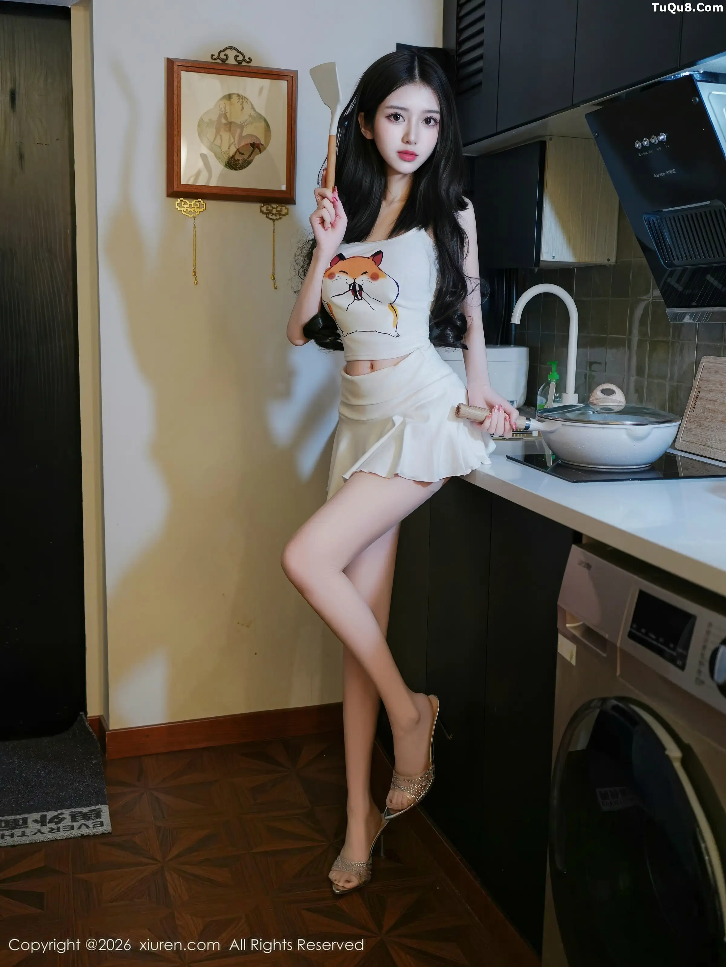 Bai Xiaodie sexy white short skirt set with ultra-thin sheer fabric showing perfect curves, charming and beautiful photo 78P 8
