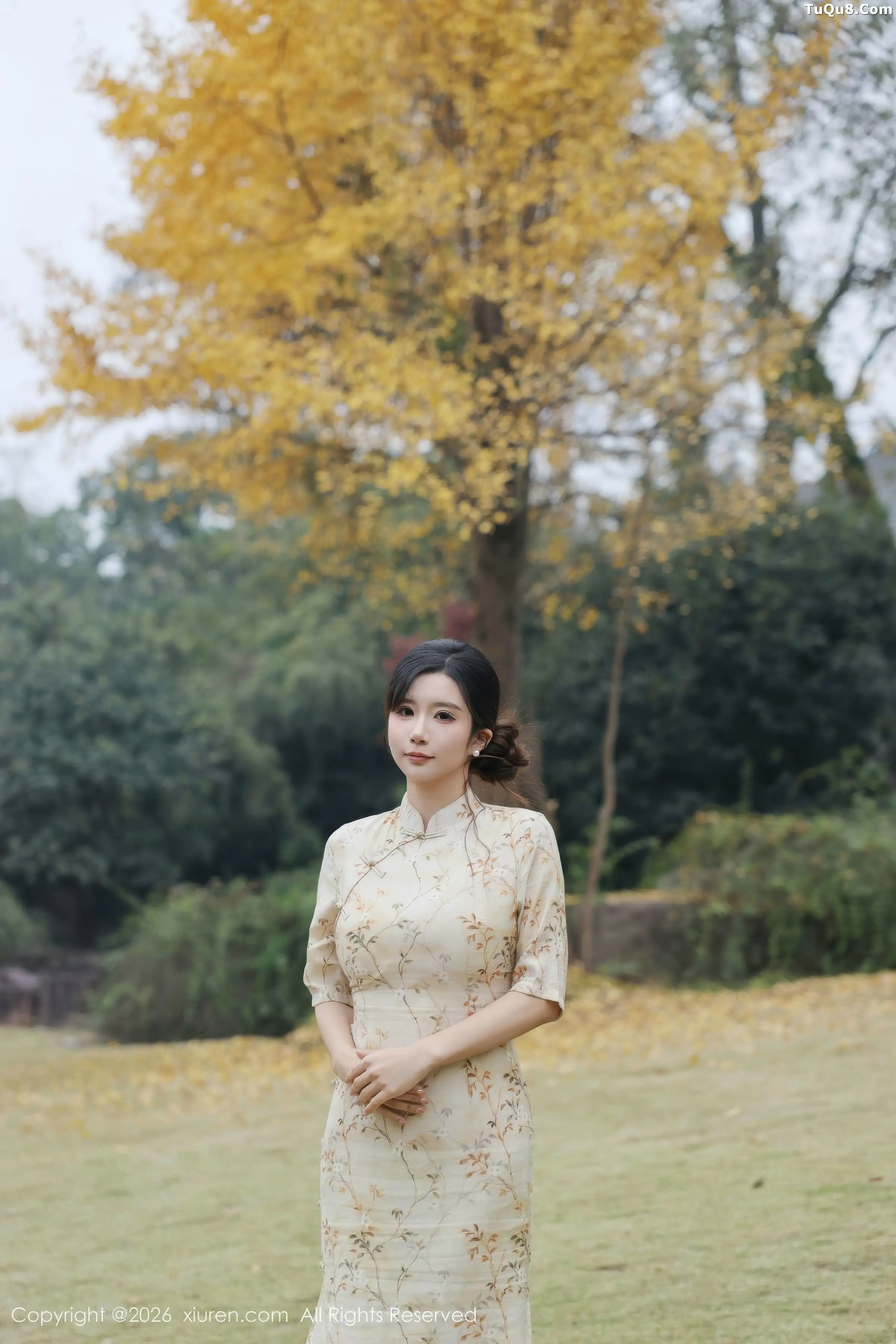 Sexy Curvy Model in Light Qipao with Yellow Lingerie Photoshoot 75P