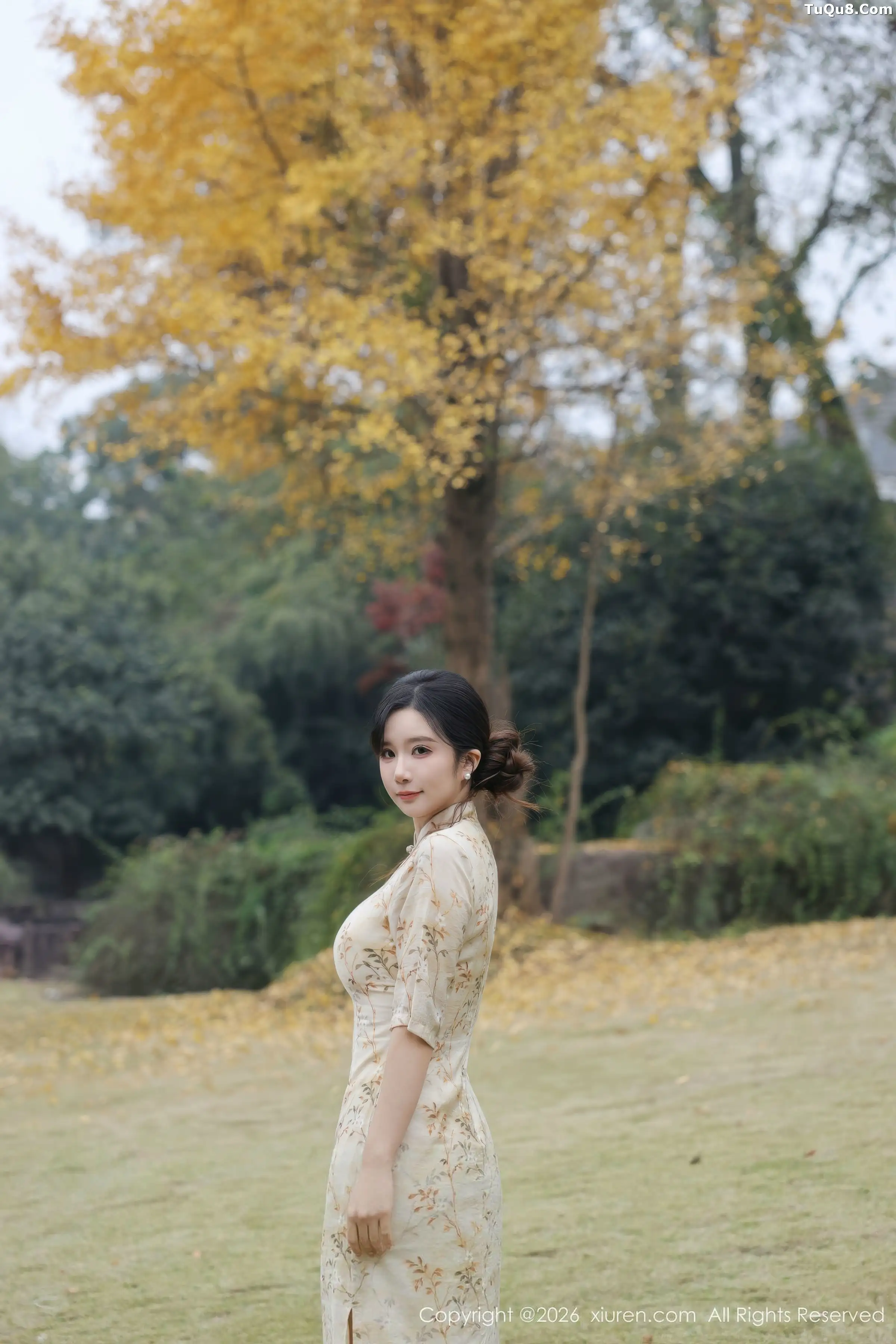 Little chubby cat sexy light-colored qipao revealing yellow lingerie paired with open gusset sheer silk showcasing curvy body photo 75P 4
