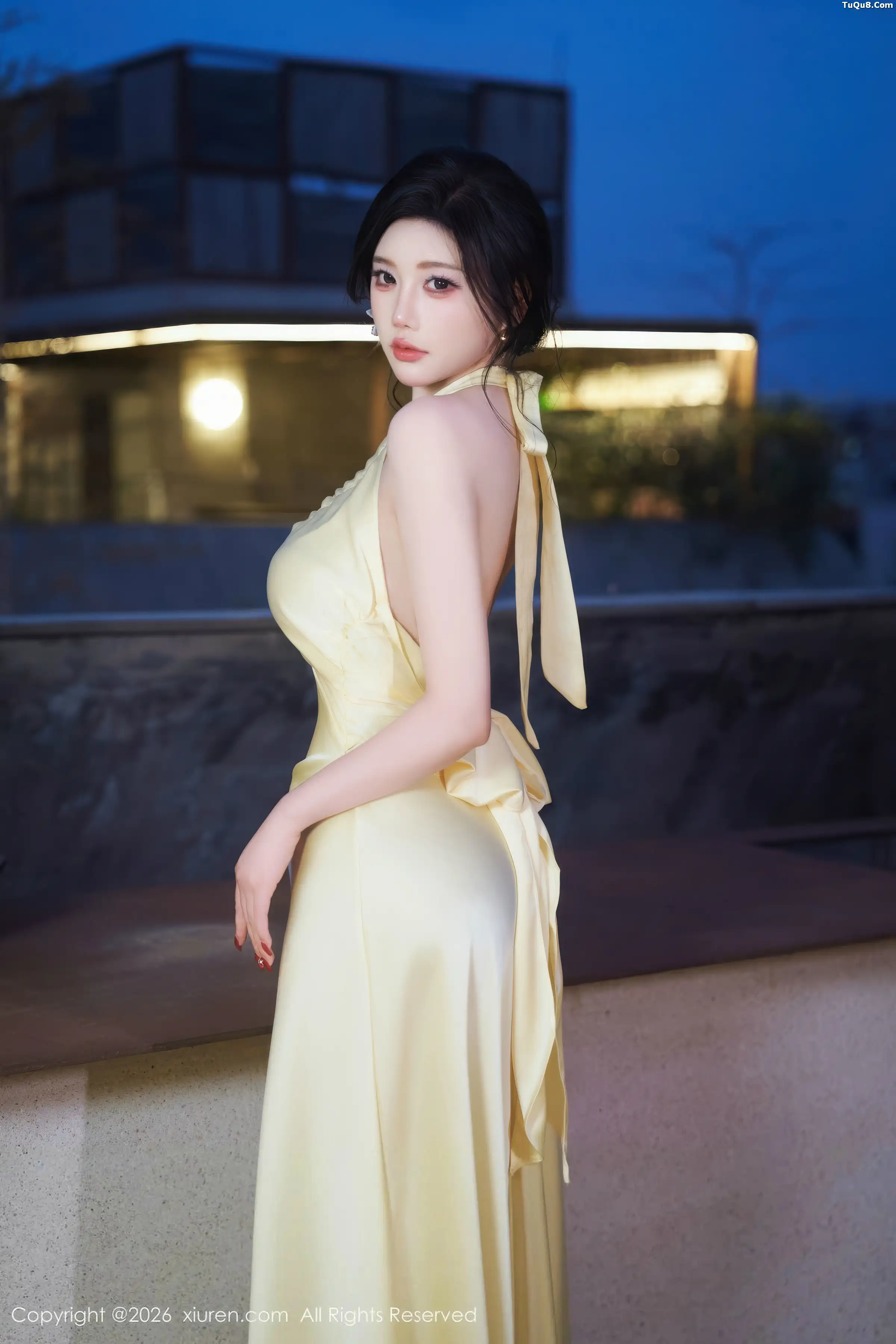 Yang Chenchen.Sexy yellow dress revealing white underwear paired with white stockings suspender socks showing beautiful legs ultimate beauty photo set 75P 2