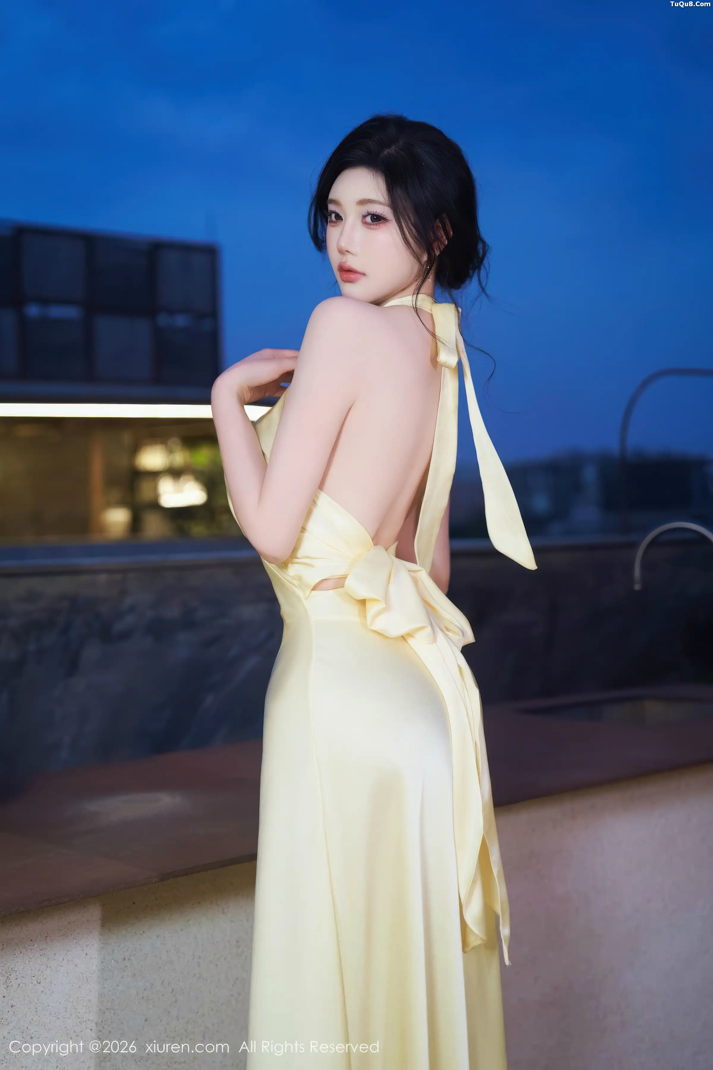 Yang Chenchen.Sexy yellow dress revealing white underwear paired with white stockings suspender socks showing beautiful legs ultimate beauty photo set 75P 3