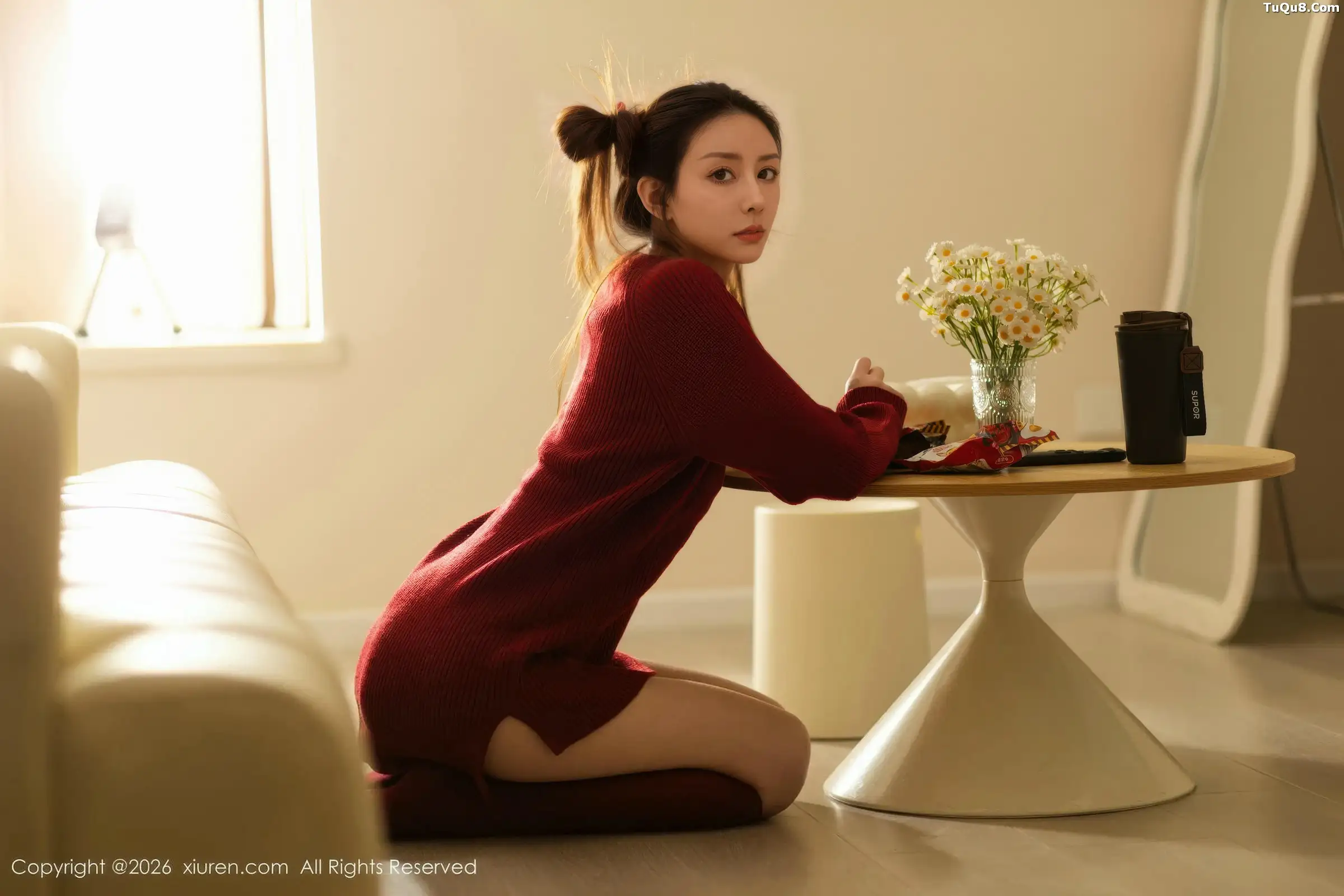 Beautiful Sexy Deep Red Sweater and Red Stockings Photos Showing Off Graceful Figure Charming Absolute Beauty Shoot 70P 6