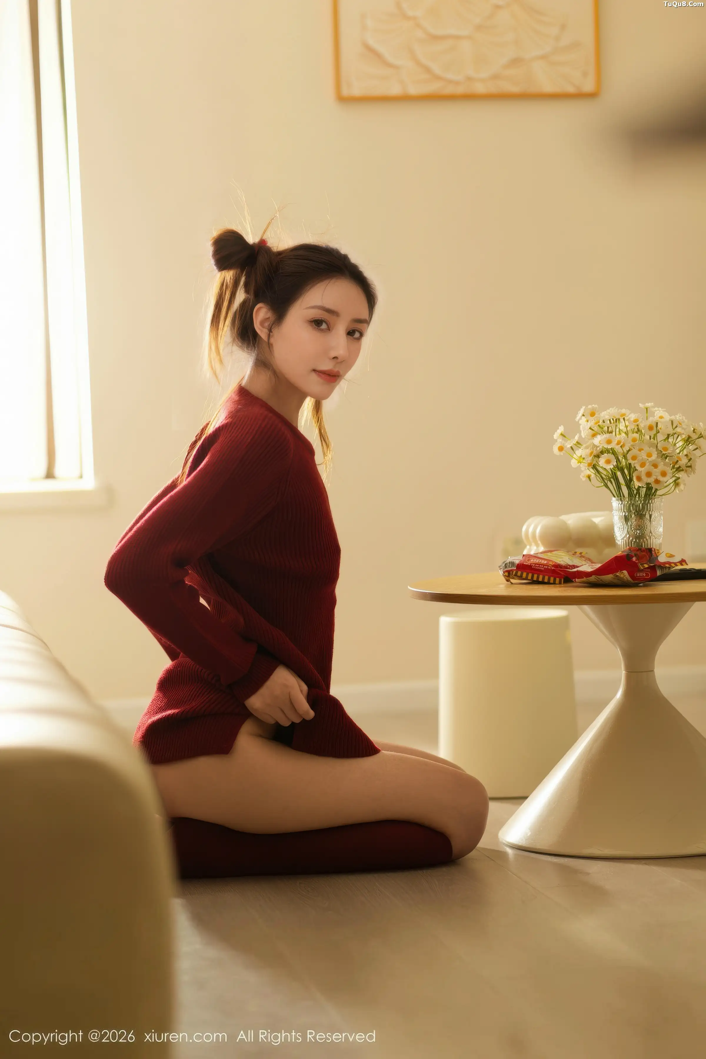 Beautiful Sexy Deep Red Sweater and Red Stockings Photos Showing Off Graceful Figure Charming Absolute Beauty Shoot 70P 8