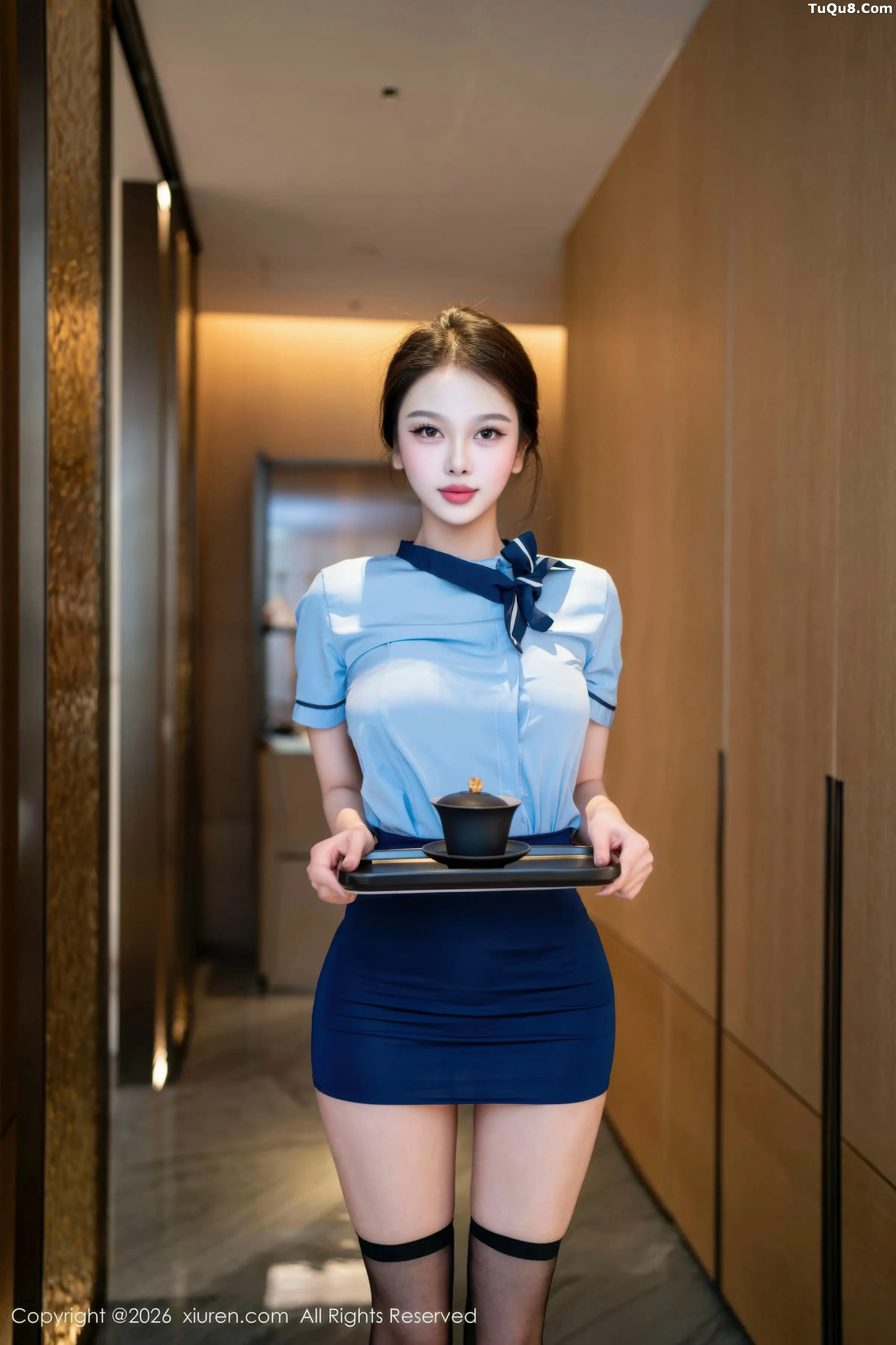 诺诺子性感蓝色OL服饰配黑色丝袜秀曼妙身姿迷人绝美写真70P